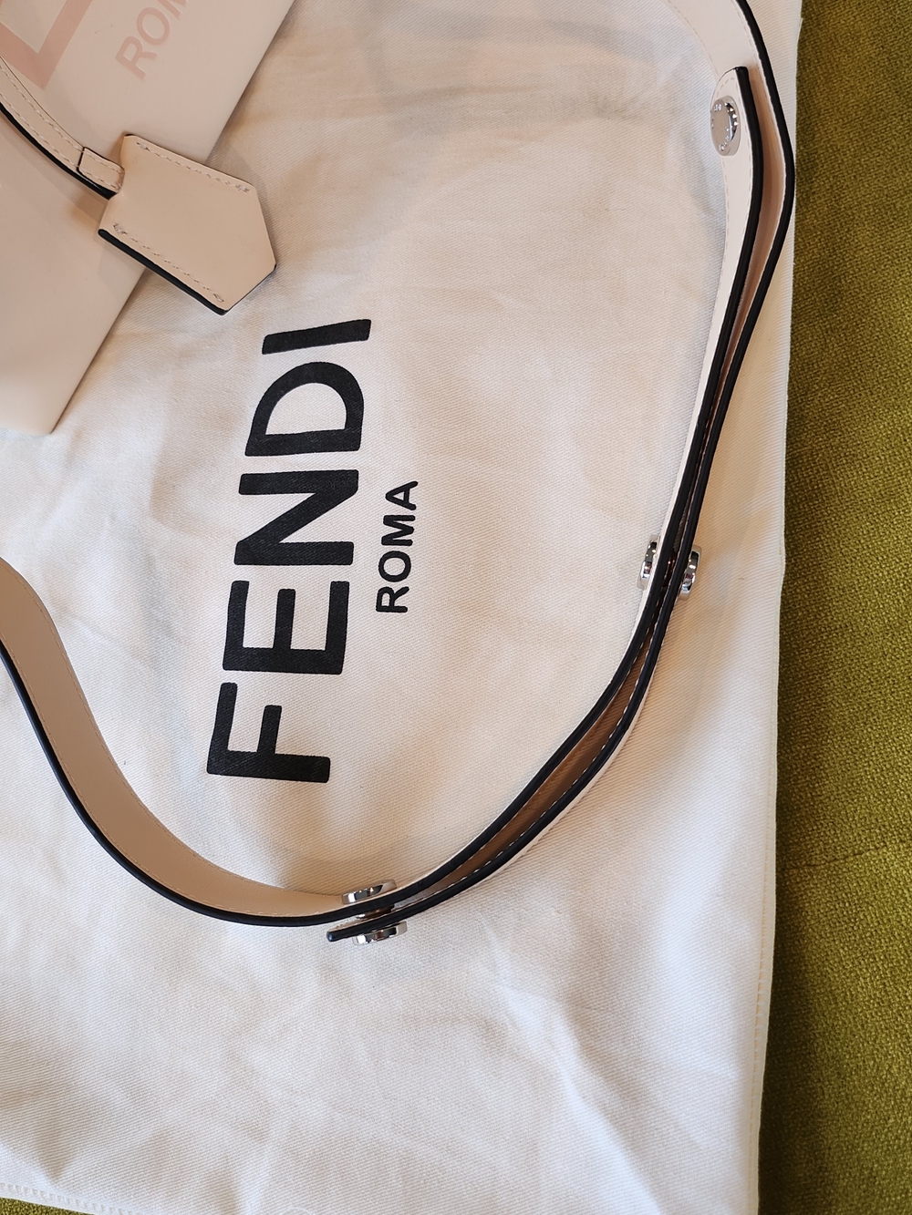 Cream Leather Satchel with Pale Pink Logo Print - Picture 2 of 13